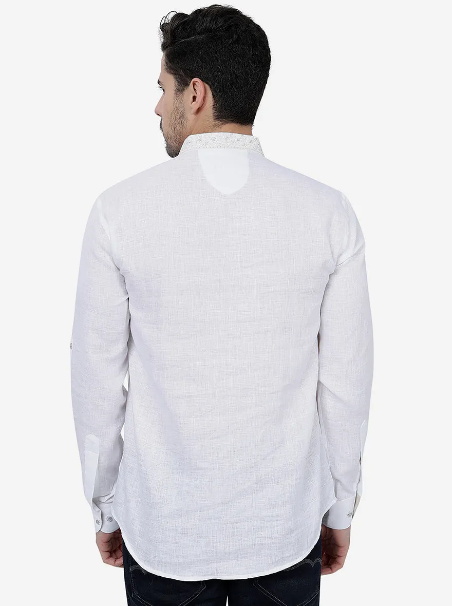 White Solid Slim Fit Party Wear Kurta | JB Studio