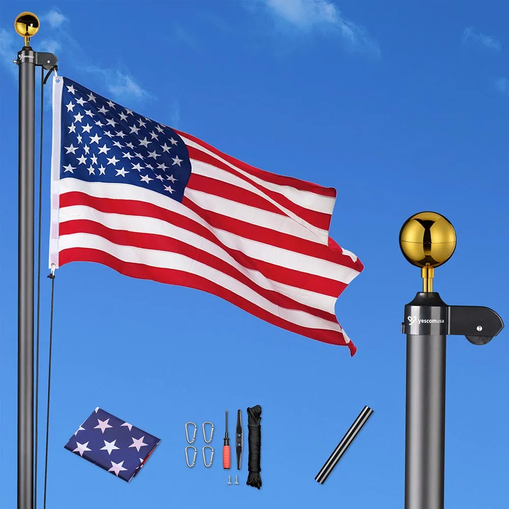 Yescom American Aluminum Sectional Flag Pole Set 25'