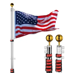 Yescom American Aluminum Telescopic Flagpole Set 20'